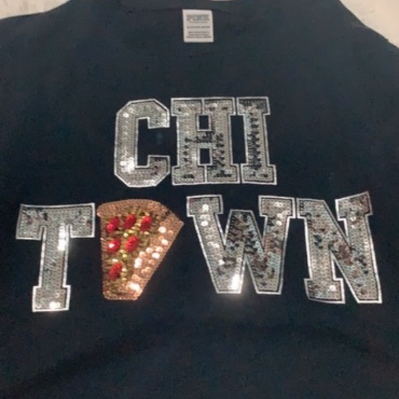 PINK sequin Chi Town crew neck 🍕 - Picture 4 of 6